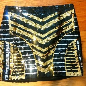 Gold Sequin Mini Skirt
